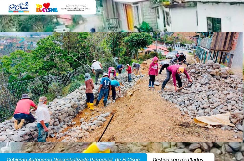 Construcción del Muro de Gaviones donde se construirá el Mirador Turístico de la “Unidad Cisneña”
